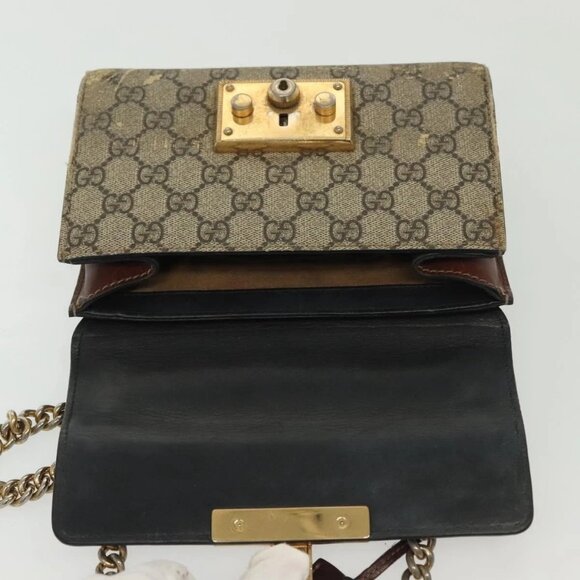 GUCCI GG Supreme Chain Shoulder Bag PVC Beige Gold 409487 Auth bs29070 - Picture 10 of 16